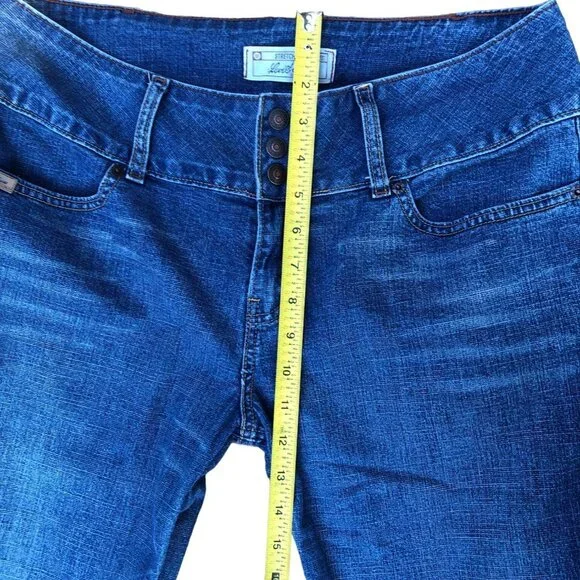 Levis Jeans Blue Stretch Low Rise Waistband Y2K Flare No Back Pockets Womens 8 - Picture 8 of 9